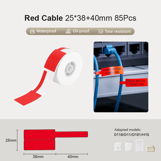 Niimbot D101 25*38+40mm 85Pcs Red Thermal Cable Labels