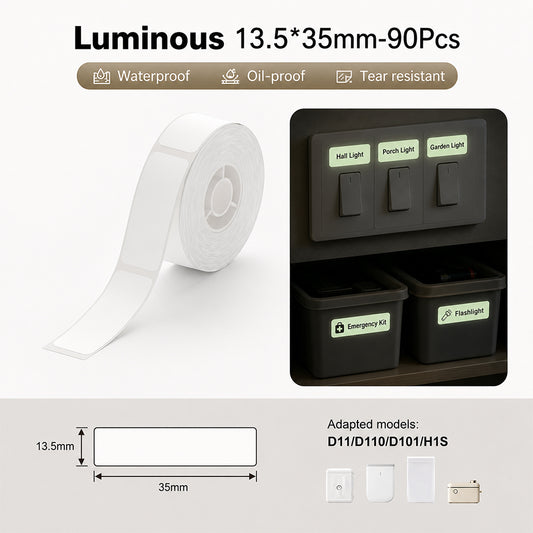 Niimbot D11/D110/D101/H1S 13.5*35mm 90Pcs Luminous Thermal Labels