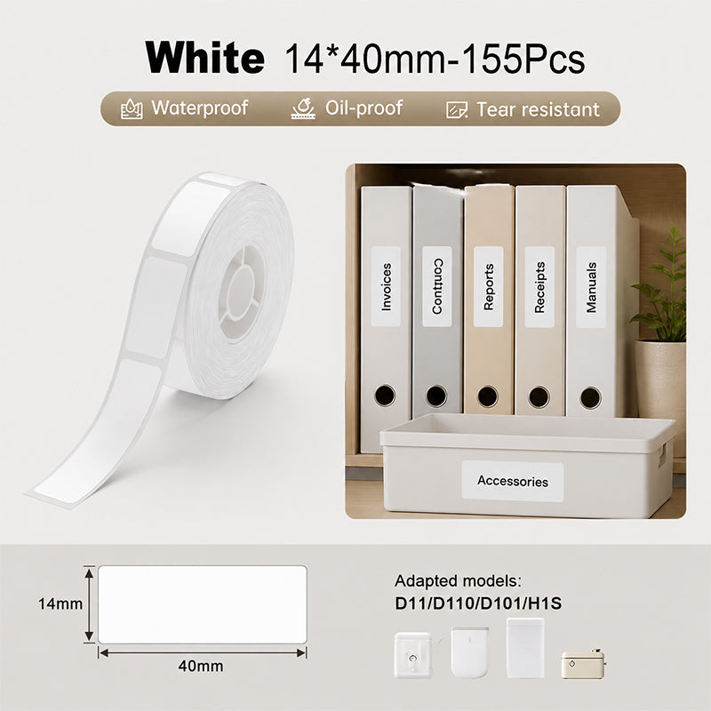 Niimbot D11/D110/D101/H1S 14*40mm 155Pcs White Thermal Label