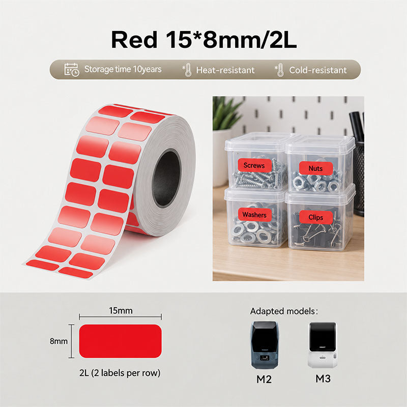 Niimbot M2_H/M3 15*8mm/2L 1070Pcs Red Thermal Transfer Labels