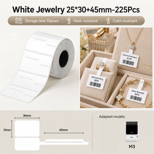 Niimbot M3 25*30+45mm 225Pcs White Jewelry Thermal Transfer Labels