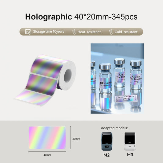 Niimbot M2/M3 40*20mm 345Pcs Holographic Thermal Transfer Labels