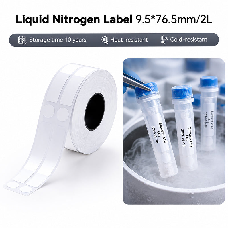 Niimbot M2_H/M3 9.5*76.5mm/2L 150Pcs White Liquid Nitrogen Thermal Transfer Label For Lab