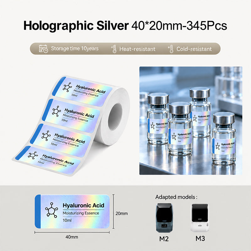 Niimbot M2_H/M3 40*20mm 345pcs Hologram Silver Thermal Transfer Labels