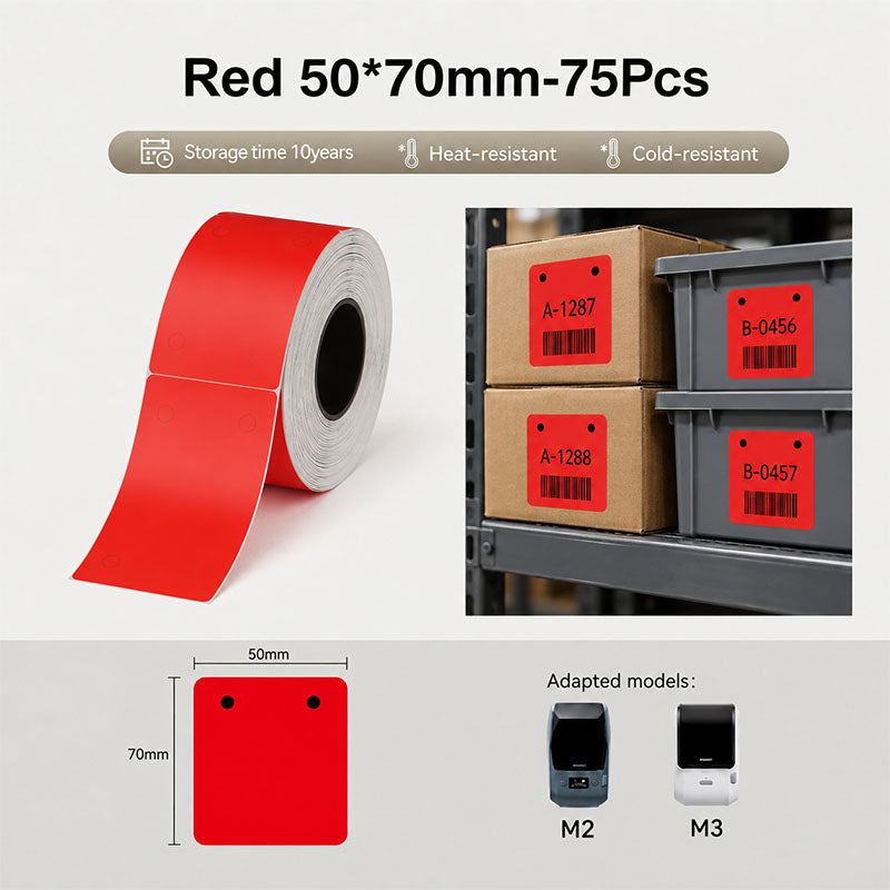Niimbot M2_H/M3 50*70mm 75Pcs Red Thermal Transfer Labels