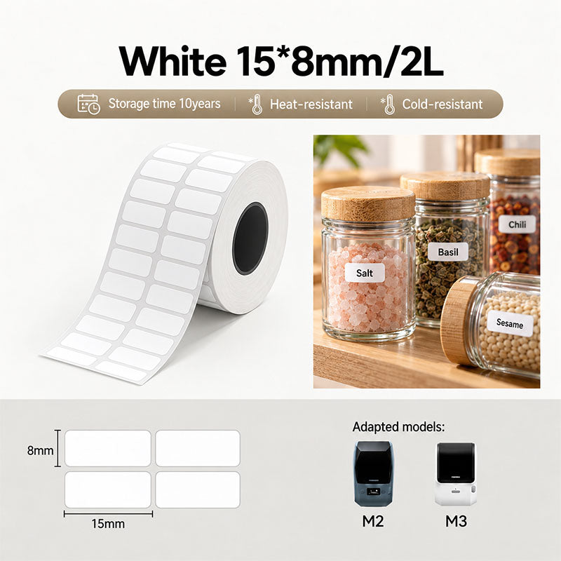 Niimbot M2_H/M3 15*8mm/2L 1140Pcs White Thermal Transfer Labels