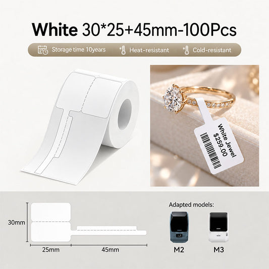 Niimbot M2_H/M3 30*25+45mm 100Pcs Thermal Transfer Labels White Jewelry