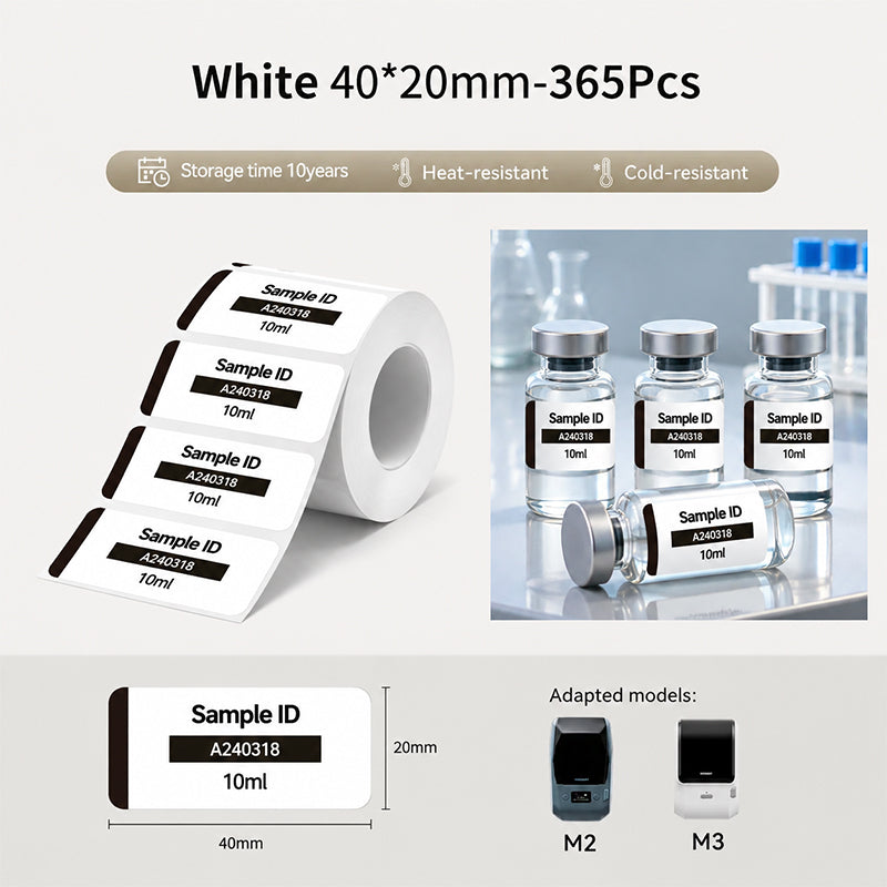 Niimbot M2_H/M3 40*20mm 365pcs White Thermal Transfer Labels