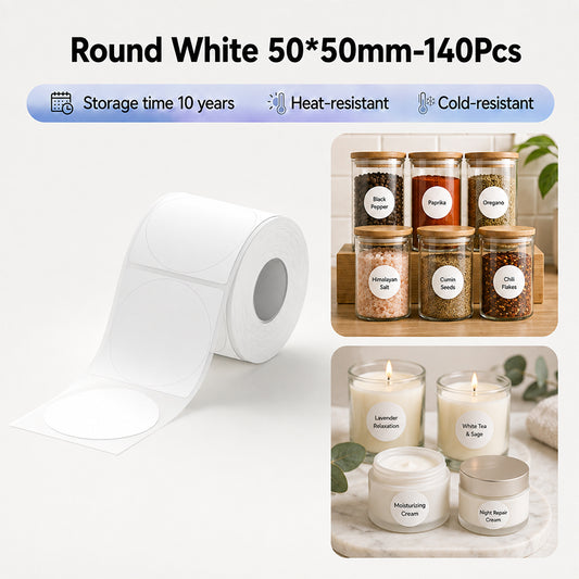 Niimbot M2_H/M3 50*50mm 140Pcs Round White Thermal Transfer Labels