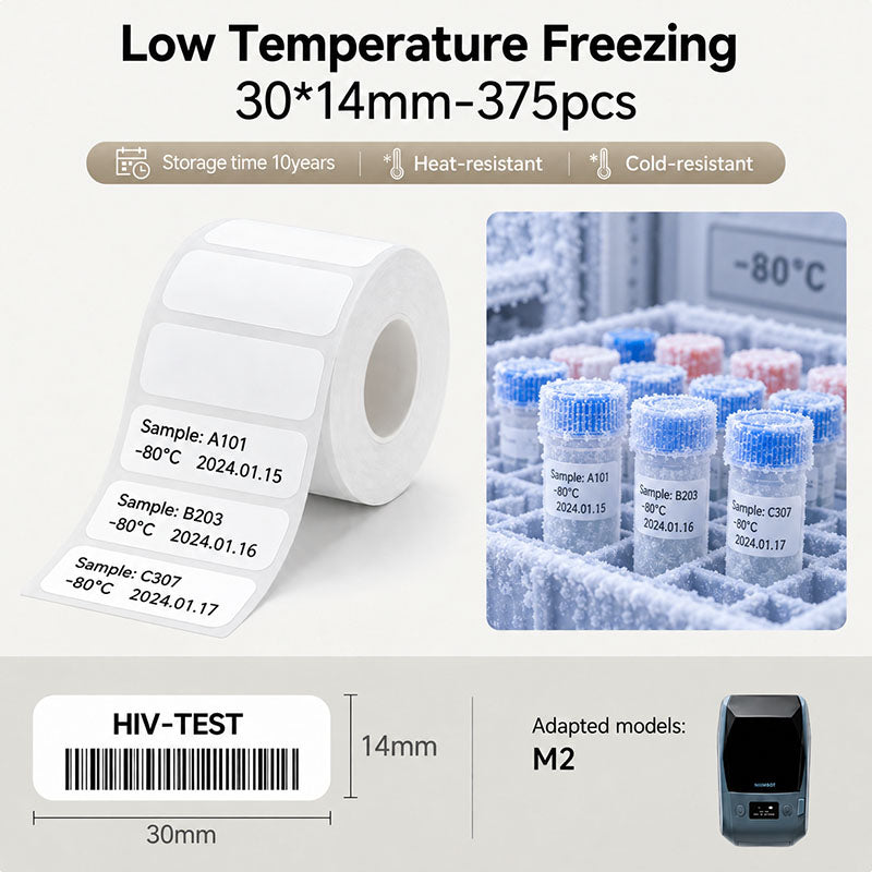 Niimbot M2_H/M3 30*14mm 375Pcs Low Temperature Freezer Thermal Transfer Label
