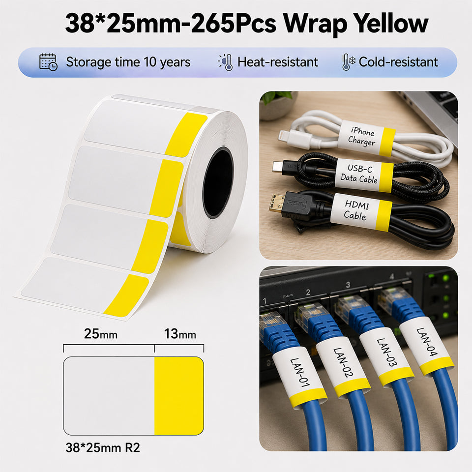 Niimbot M2_H 38*25mm 265pcs Wrap Yellow Thermal Transfer Labels
