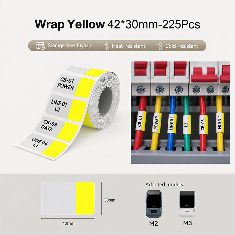 Niimbot M2_H/M3 42*30mm 225pcs Wrap Yellow Thermal Transfer Labels