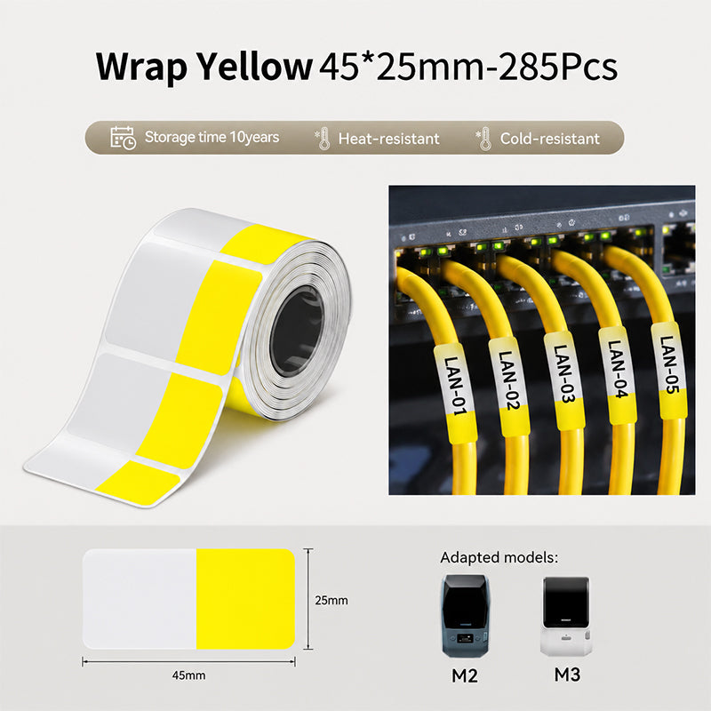 Niimbot M2_H/M3 45*25mm 285pcs Wrap Yellow Thermal Transfer Labels