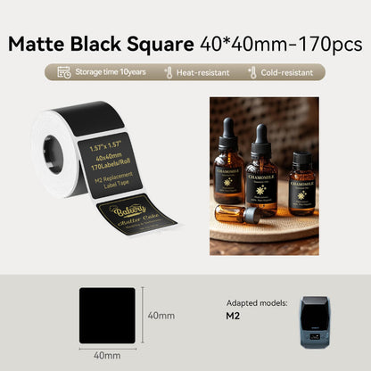 Niimbot M2_H Gold Ribbon + 40x40mm Matte Black Labels 170pcs | Hot Stamping Effect