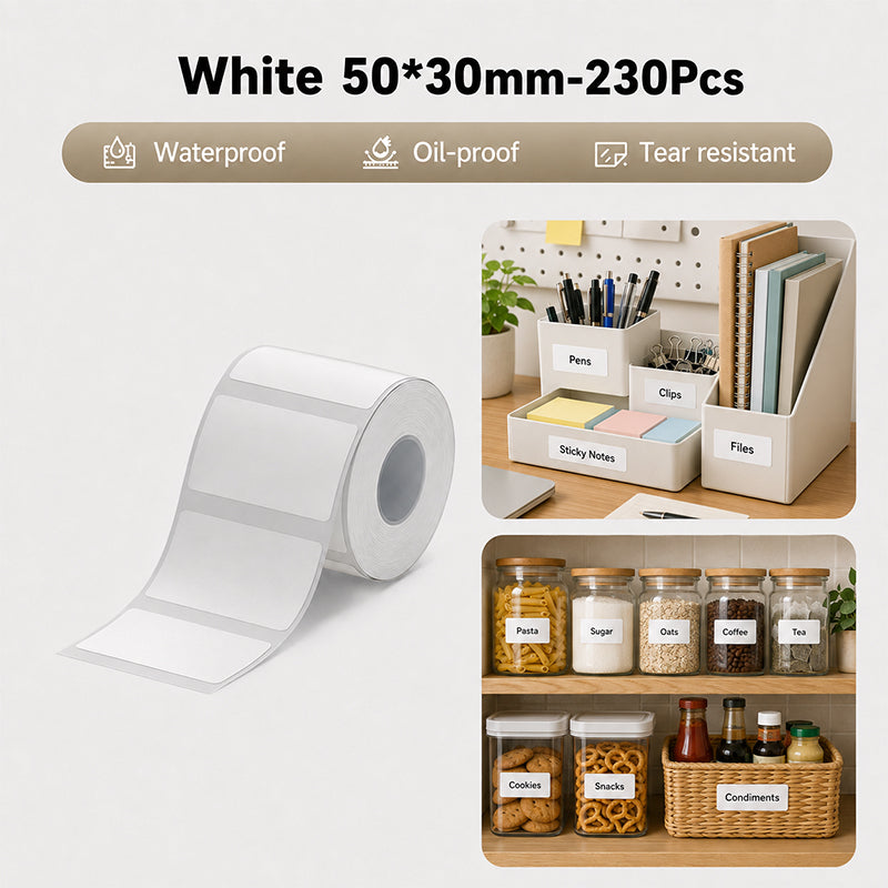 Niimbot B21/B3S/B1/B31/B4/B21 Pro/B2 Pro/B1 Pro 50*30mm 230Pcs White Thermal Labels