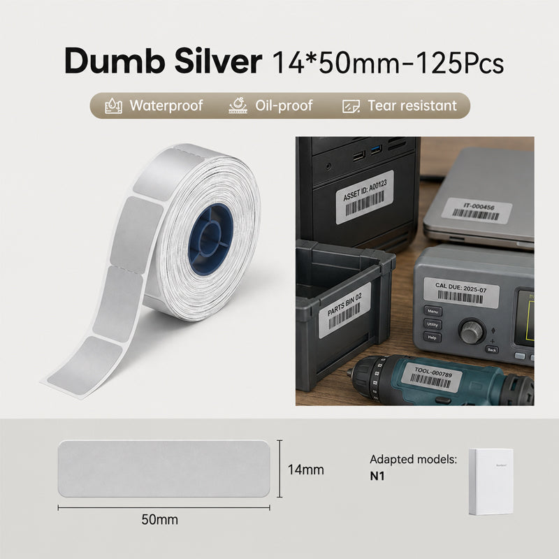 Niimbot N1 14*50mm 125Pcs Dumb Silver Thermal Transfer Label