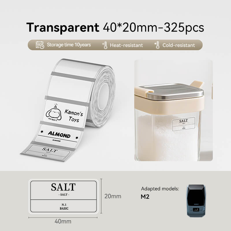Niimbot M2/M3 40*20mm 325Pcs Transparent Thermal Transfer Labels