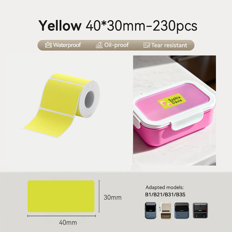 Niimbot B21/B3S/B1/B31 40*30mm 230Pcs Yellow Thermal Labels