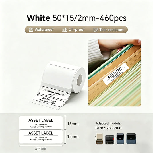 Niimbot B21/B3S/B1/B31 50*15mm 460Pcs White Thermal Labels