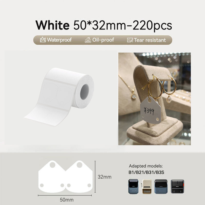 Niimbot B21/B1/B3S/B31 50*32mm 220Pcs White Earrings Thermal Labels