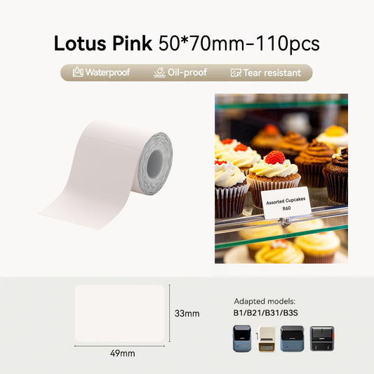 Niimbot B21/B1/B3S/B31 50*70mm 110Pcs Lotus Pink Thermal Labels