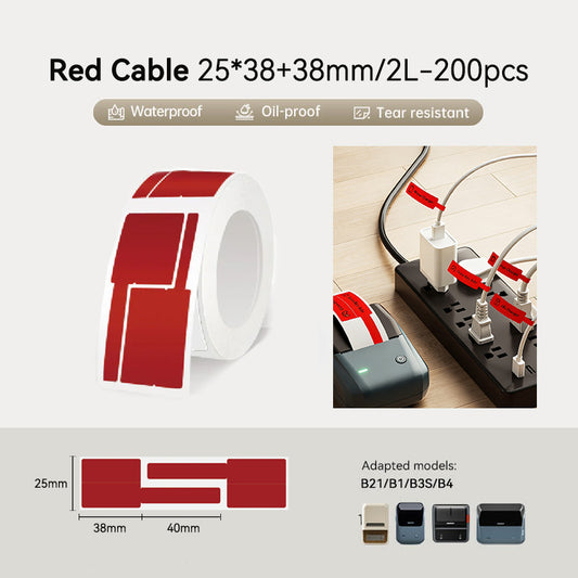 Niimbot B21/B3S 25*38mm (12.5+12.5+38) Cable Label Paper - Red