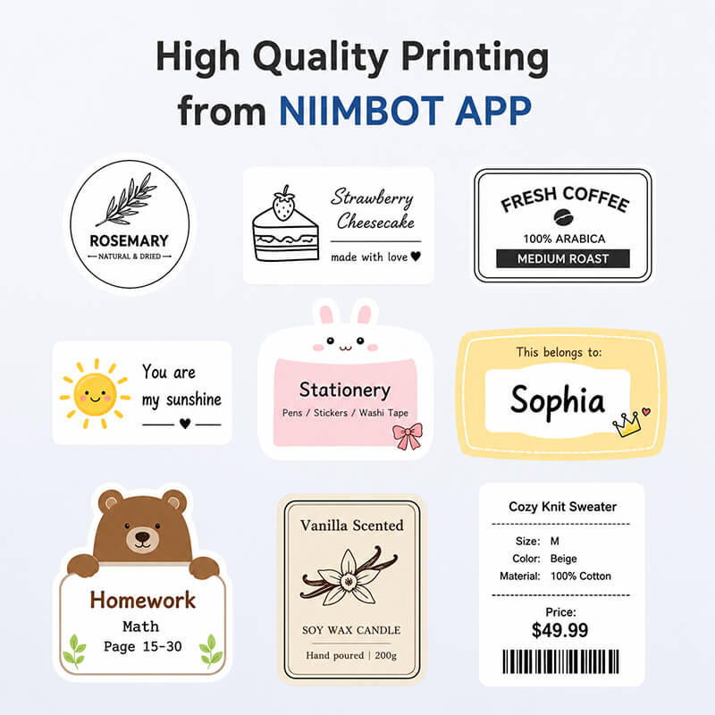 Niimbot B1 Portable 2-Inch Bluetooth Thermal Label Printer For Boutique Price Tags & Kitchen Pantry Labels