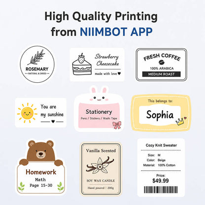 Niimbot B1 Portable 2-Inch Bluetooth Thermal Label Printer For Boutique Price Tags & Kitchen Pantry Labels
