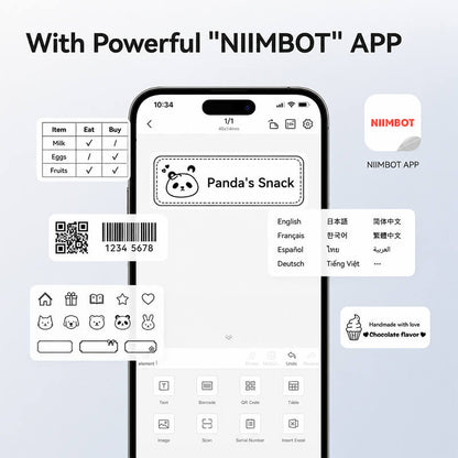 Niimbot B1 Portable 2-Inch Bluetooth Thermal Label Printer For Boutique Price Tags & Kitchen Pantry Labels