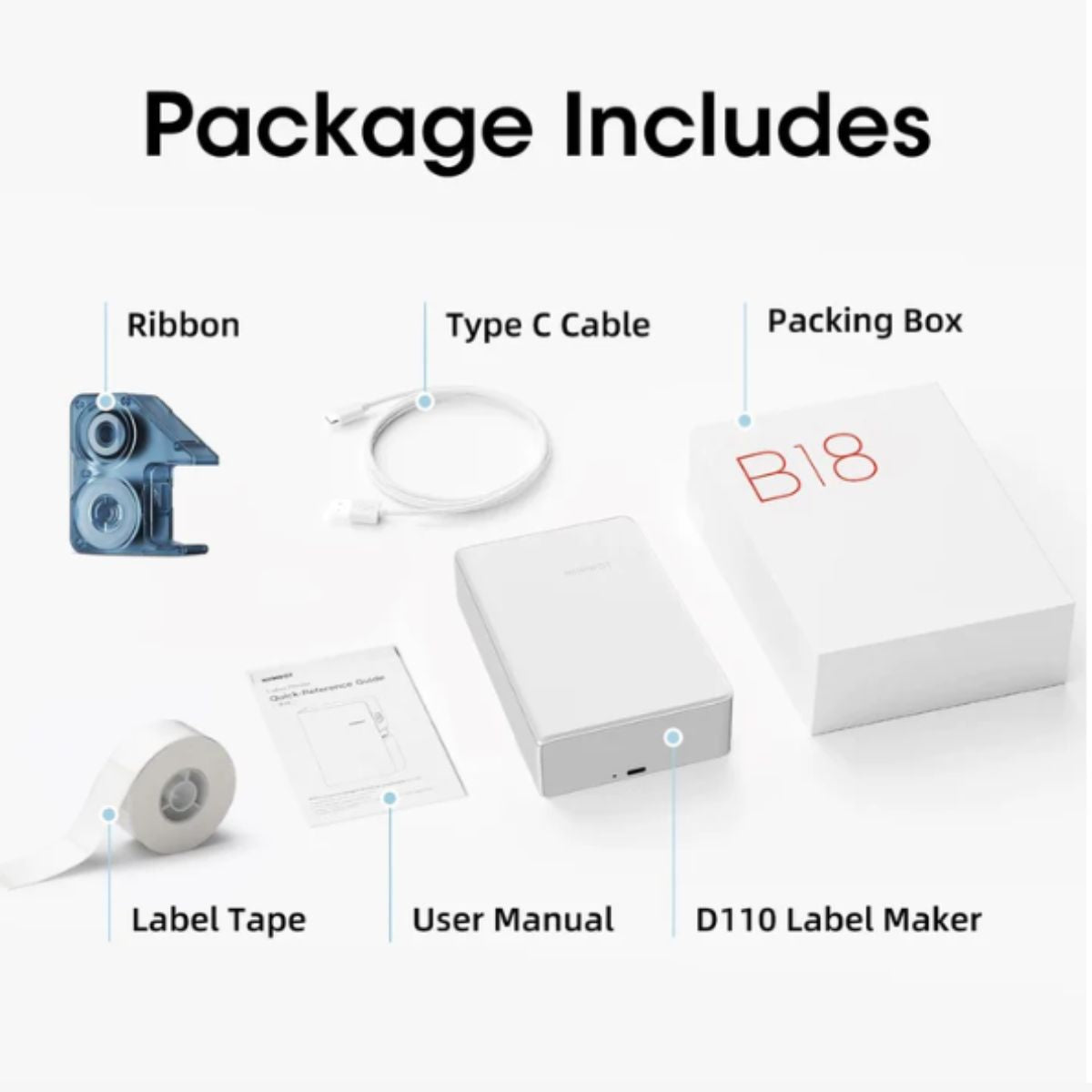 Niimbot N1 (B18) Thermal Transfer Label Maker Portable Ribbon Printer for Gift Wrapping, Home & Small Business