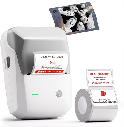 NIIMBOT B1 Pro 300 DPI Bluetooth Thermal Label Printer Red & Black Printing for Home Office & Small Business