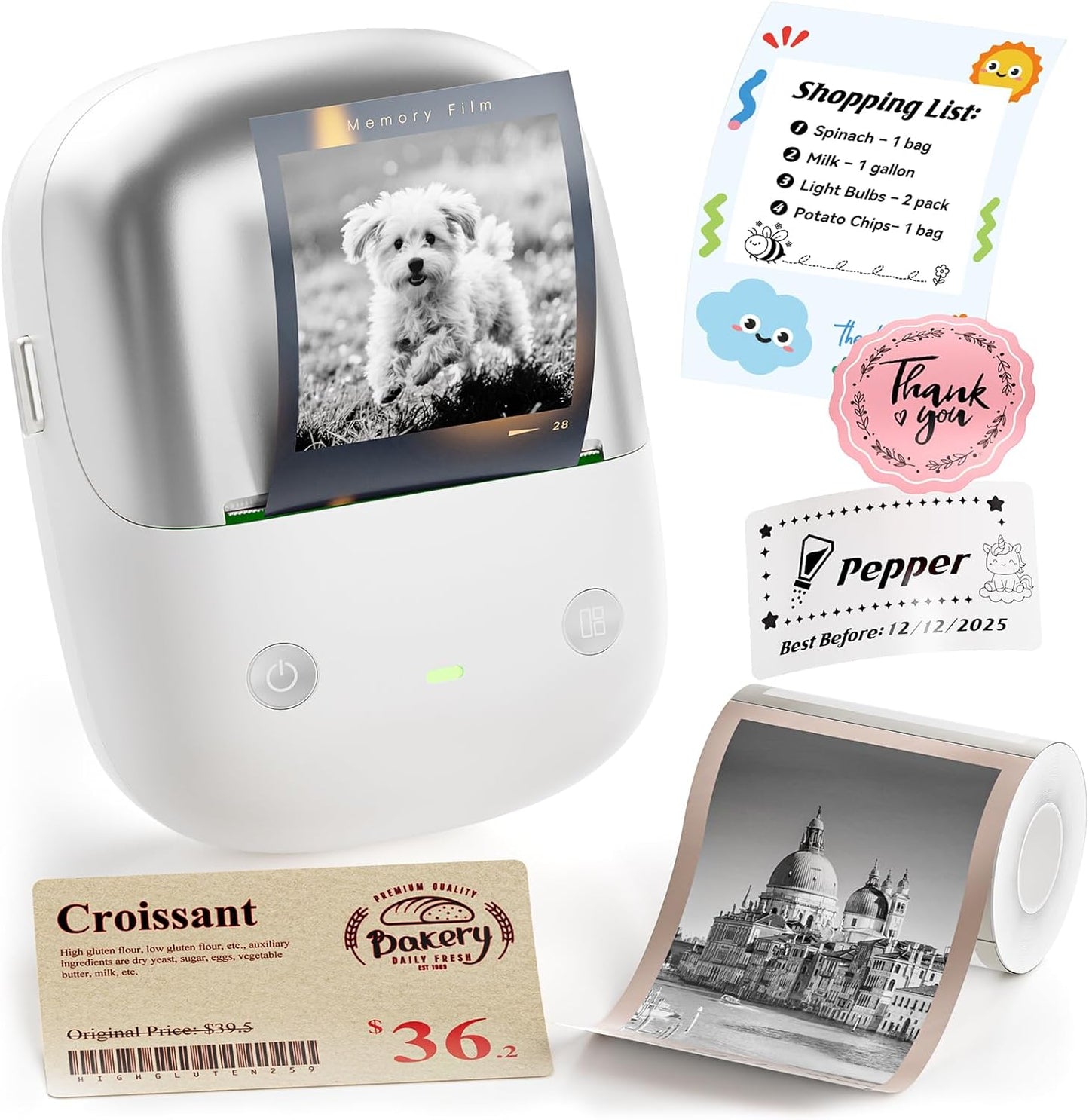 NIIMBOT B2 Pro 300 DPI Bluetooth Thermal Label Printer One-Button Time Printing, Photo Printing for Home Office School