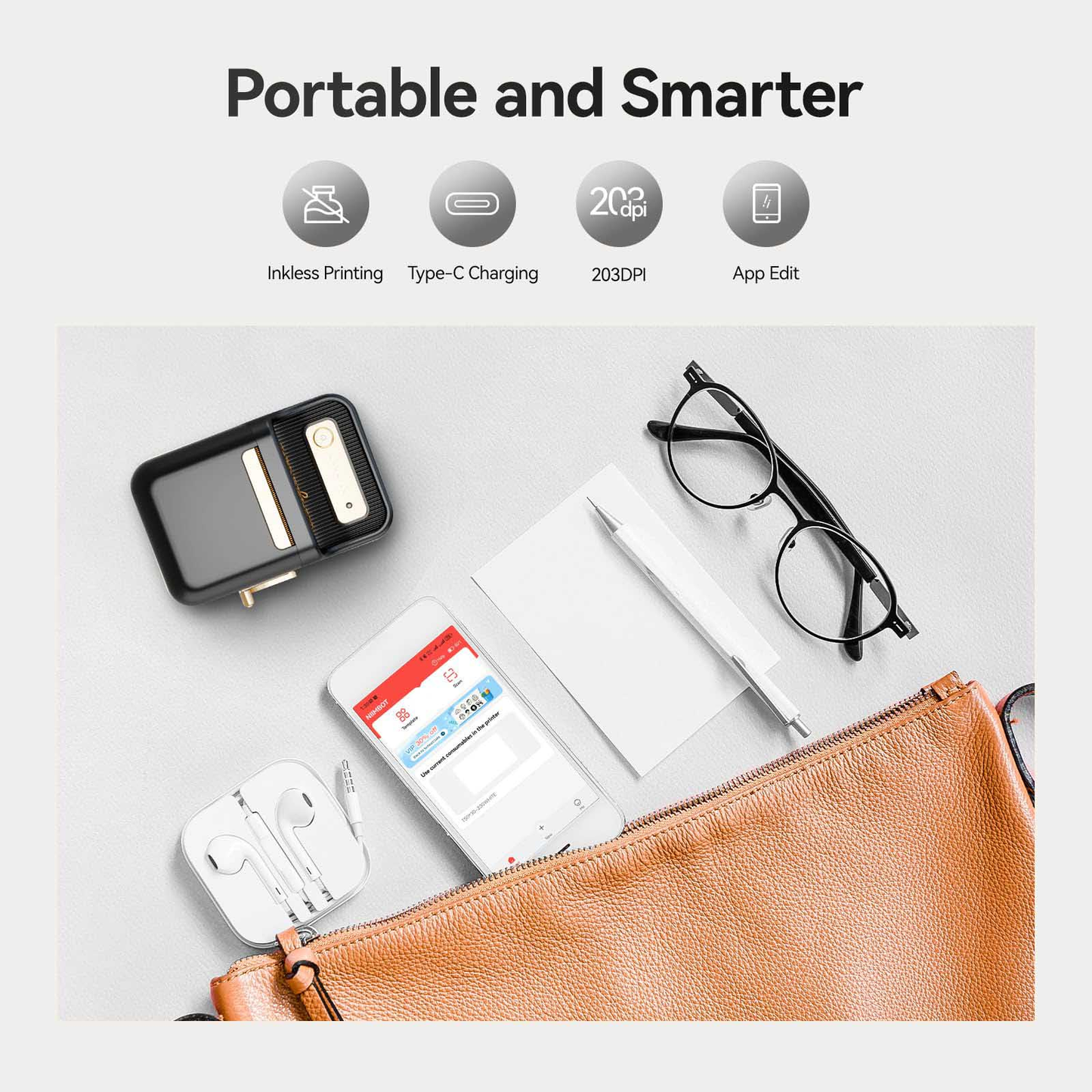 NIIMBOT B21 Portable Bluetooth Thermal Label Maker Inkless Printer for Kitchen, Office & Small Business Organization