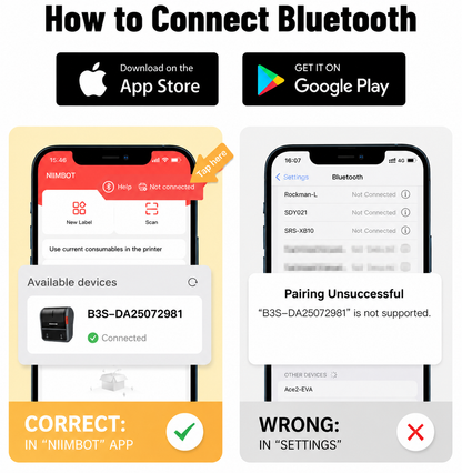 NIIMBOT B3S_P Thermal Label Maker Bluetooth & PC Connected, for Clothing, Receipt Printing, Barcode, Shipping