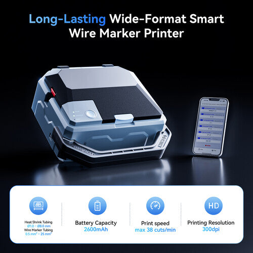 NIIMBOT C1 Cable Sleeve Printer 300 DPI Thermal Transfer, Prints on Heat Shrink Tubing & Marker Sleeves for Electricians & Network Technicians