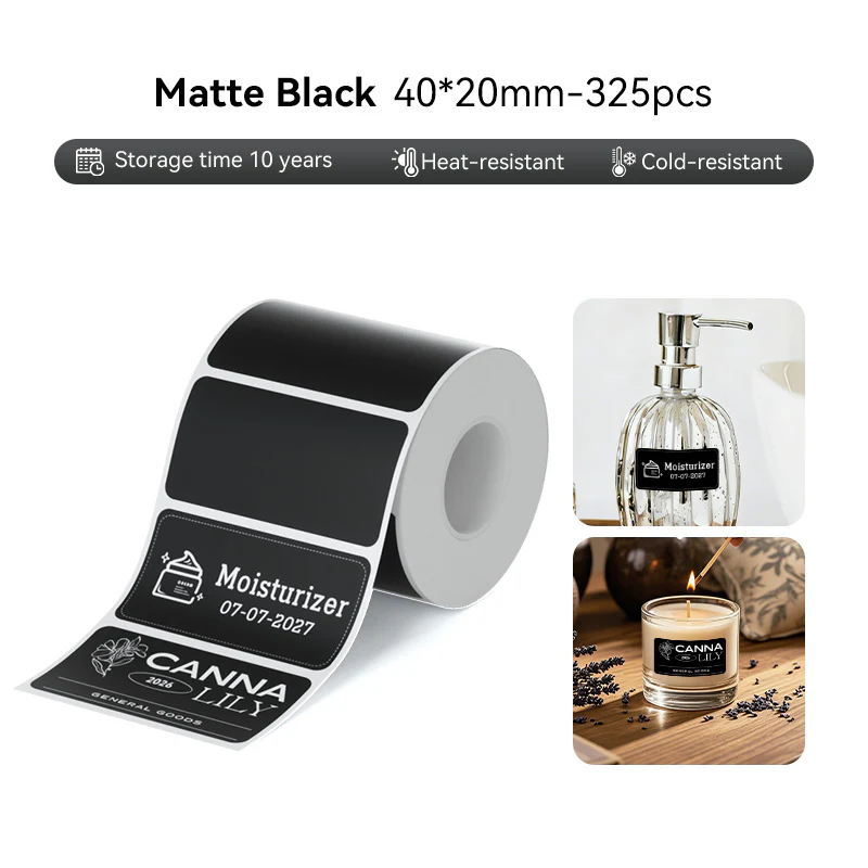 Niimbot M2_H/M3 40*20mm 325pcs Matte Black Thermal Transfer Labels