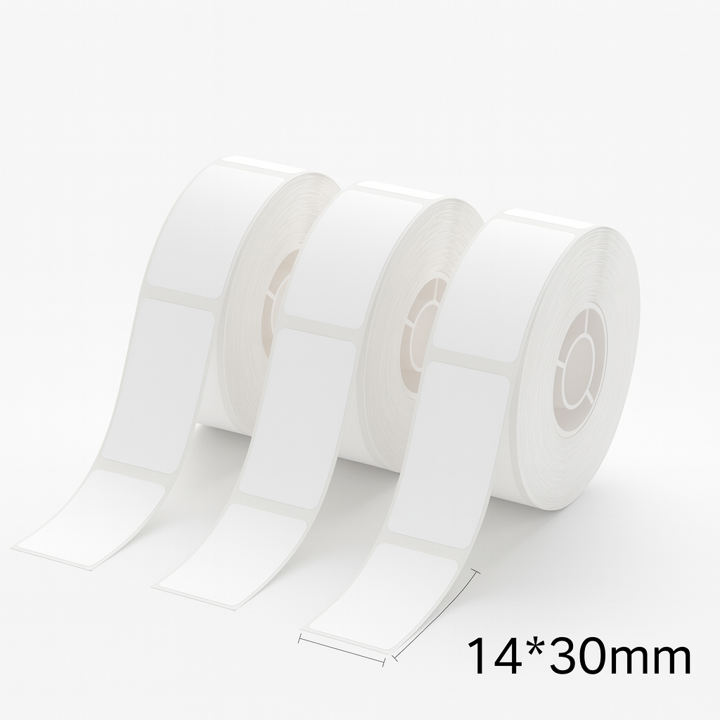 3 Rolls – Niimbot D11/D110/D101/H1S 14×30mm White Labels with Red Text