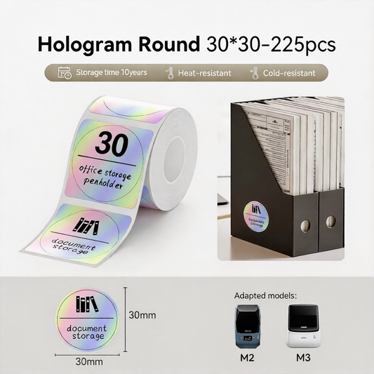 Niimbot M2/M3 30*30mm 225Pcs Round Holographic Thermal Transfer Labels