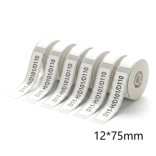 Niimbot D11/D110/D101/H1S Label Tape Set 12*75mm White Thermal Label (6 Rolls)