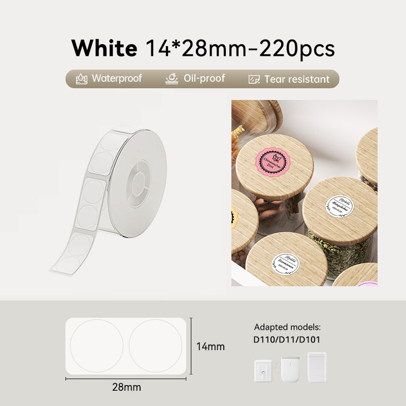 Niimbot D11/D101/D110 14*28mm 205pcs Round White Thermal Labels