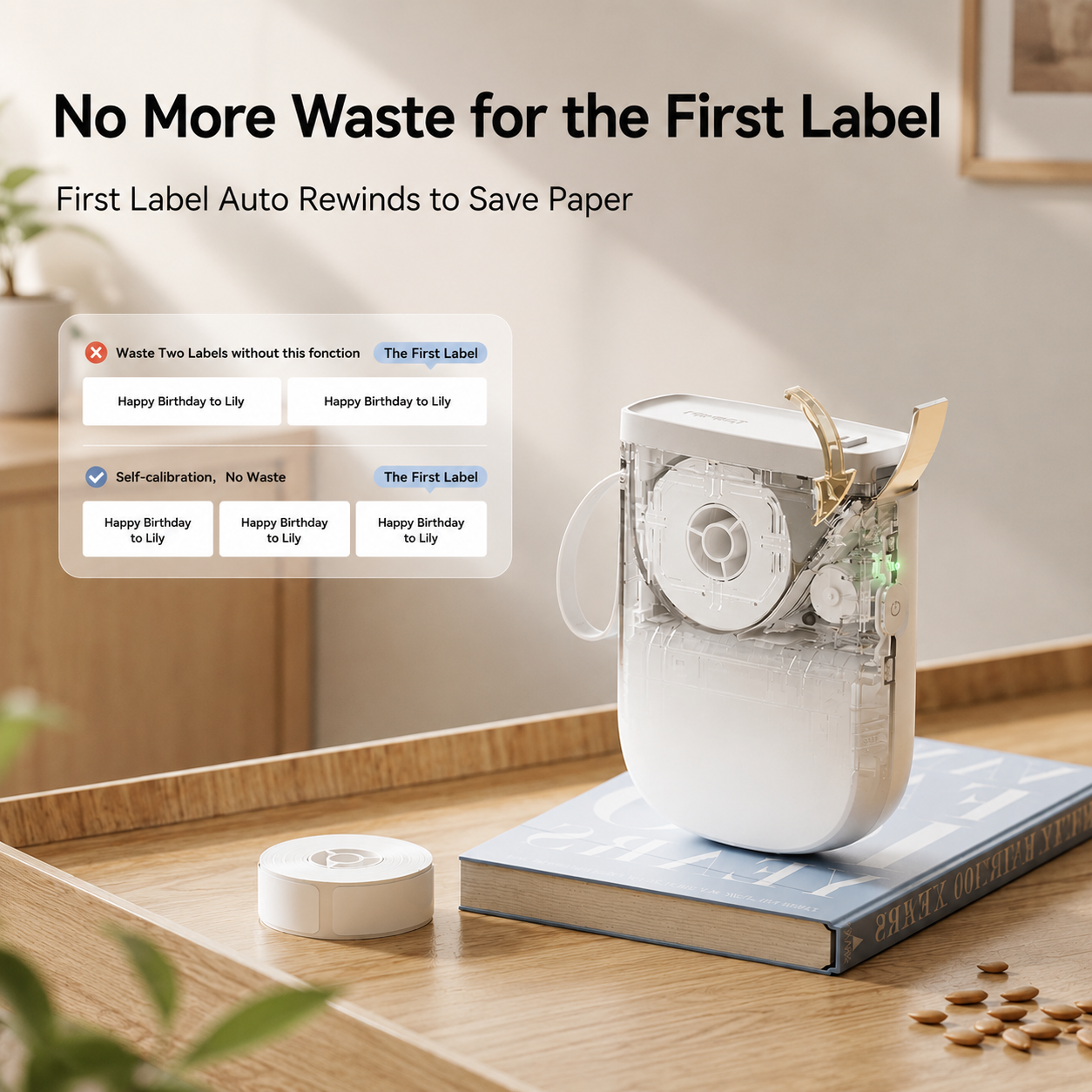 NIIMBOT D11H 300DPI HD Half-Inch Bluetooth Label Printer for Organizing Home Office School