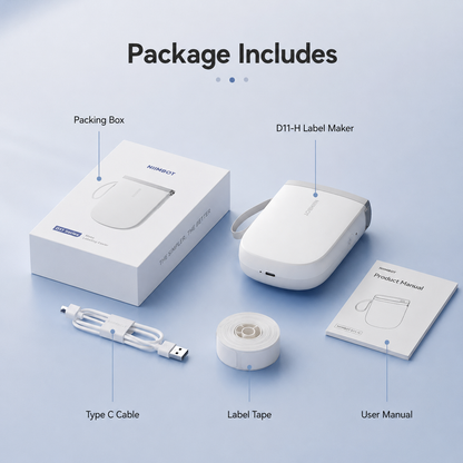 NIIMBOT D11H 300DPI HD Half-Inch Bluetooth Label Printer for Organizing Home Office School