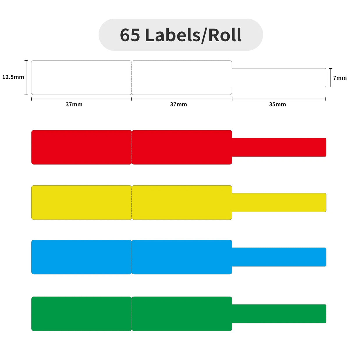 Niimbot D11/D101/D110/H1S 12.5*74+35mm 60Pcs Thermal Cable Labels - Red
