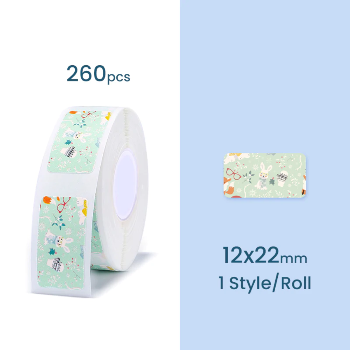 NiiMbot D11/D101/D110 Round 12*22mm 260Pcs Rabbit theme Label Paper