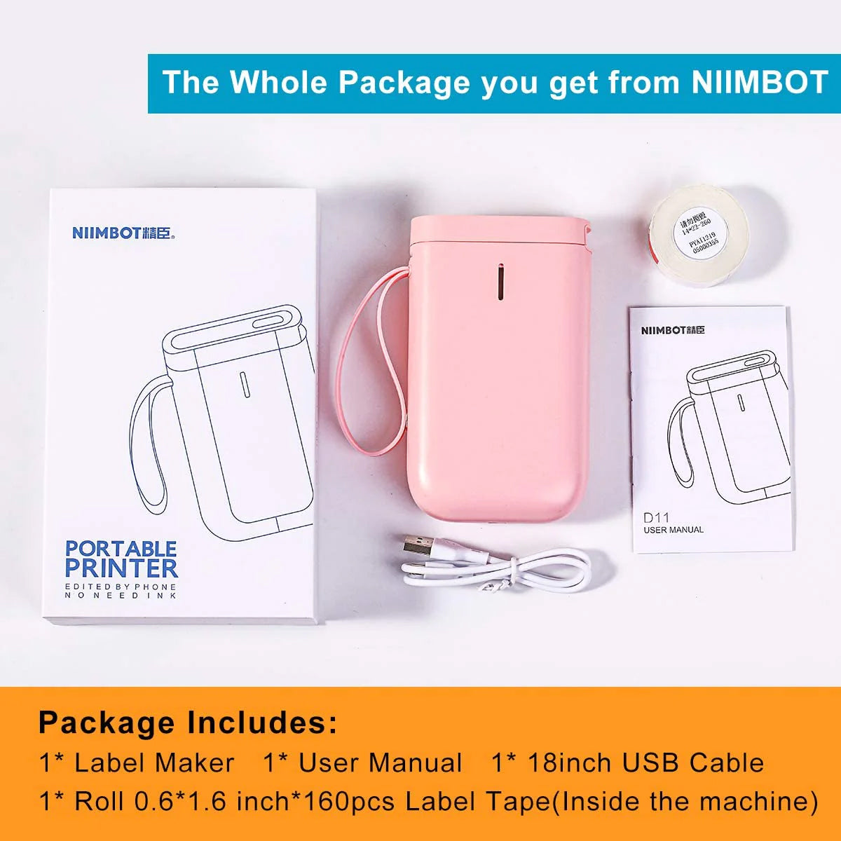 NiiMbot D11 2020 Protable Wireless Connection Label Printer Tape