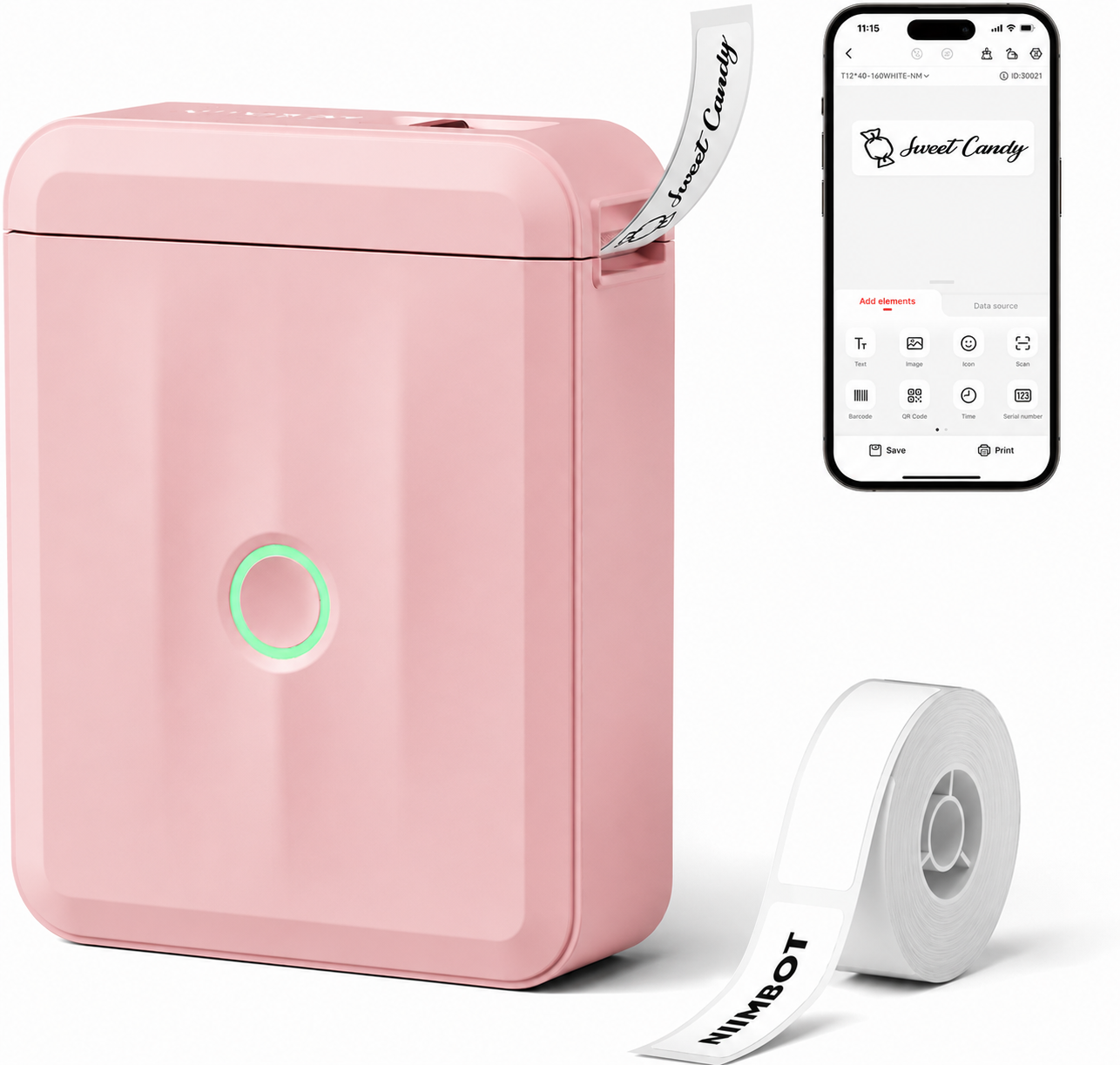 NIIMBOT D110_M Mini Upgraded Version Portable Bluetooth Thermal Label Printer Label Maker for Kitchen & Fridge Food Prep, Student & Study Organization