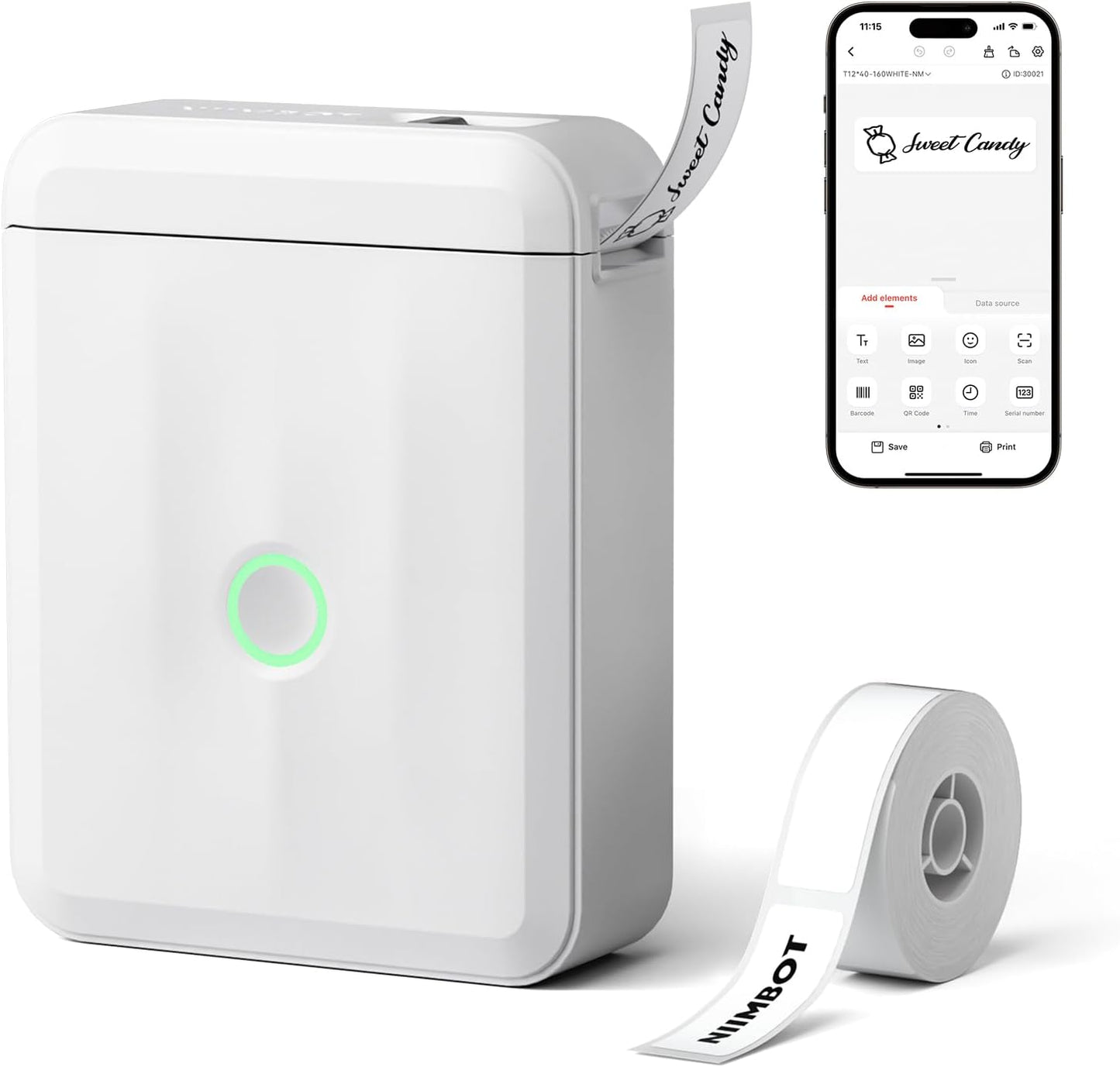 NIIMBOT D110_M Mini Upgraded Version Portable Bluetooth Thermal Label Printer Label Maker for Kitchen & Fridge Food Prep, Student & Study Organization