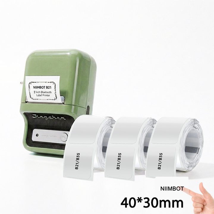 B21 Labeling Kit (Printer + 3 Rolls 40×30mm Transparent Labels) — Restaurant & Kitchen Use