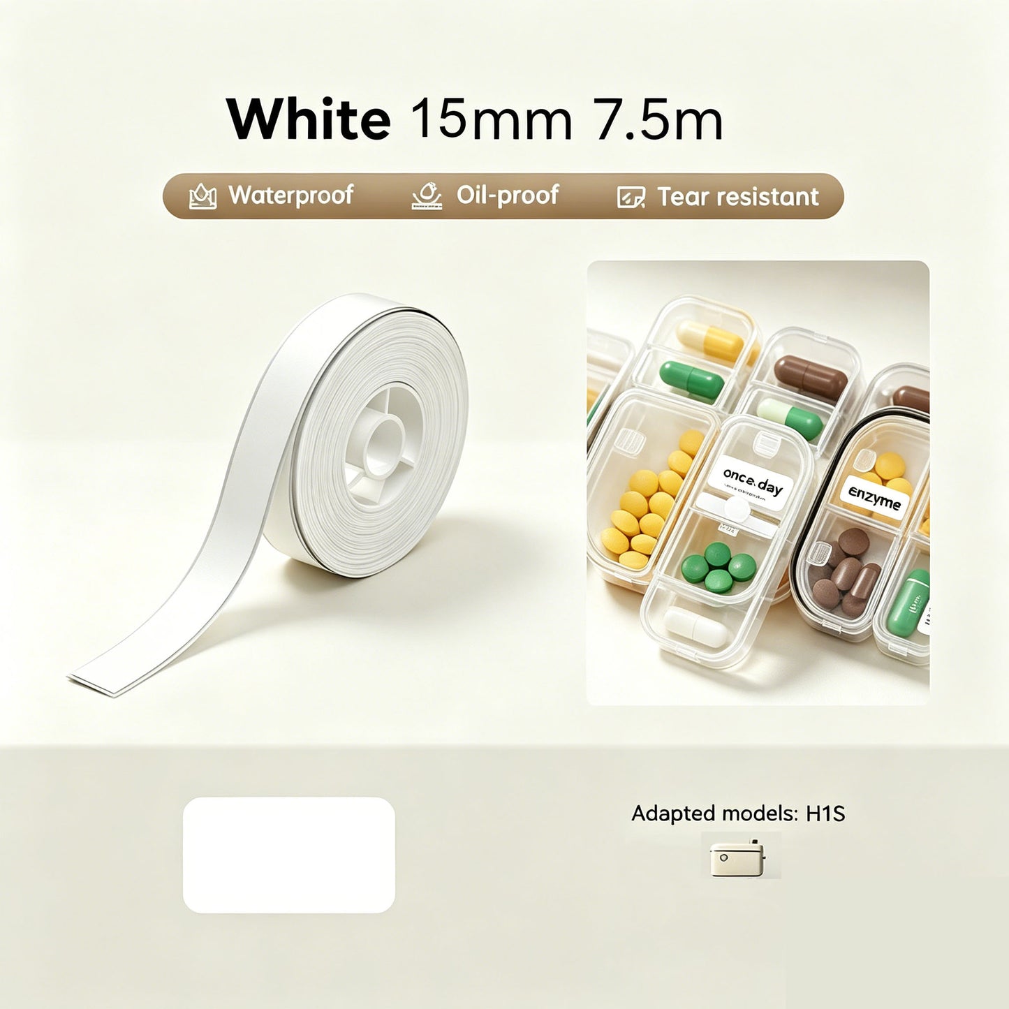 Niimbot H1S 15mm 7.5m Continuous White Labels