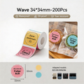 Niimbot B21/B3S/B1/B31 34*34mm 200Pcs Wave Thermal Labels